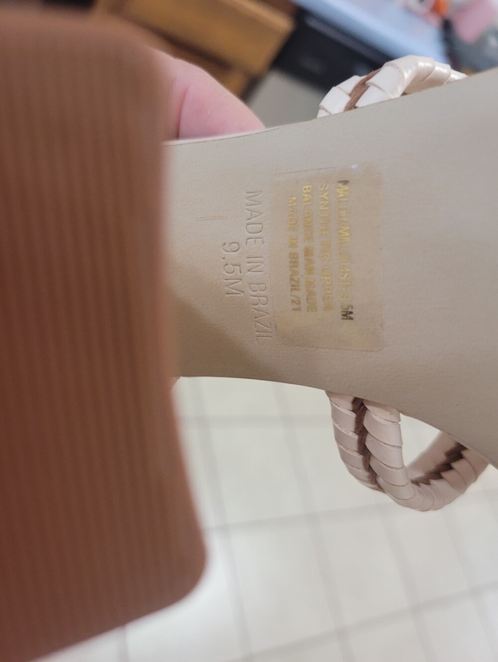 New Steve Madden Beige Knotted Woven Block Heel Sandals Ankle Strap 9.5 Leather - Picture 6 of 6